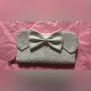 Loungefly White Sequin Bow Wallet